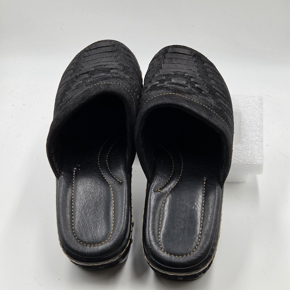 Born Shoes Womens Size 8 Black Suede Leather Clog Slip On Comfort Studded Mules - Picture 7 of 11